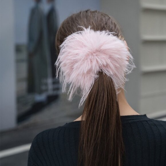 Accessories - Pink Fluffy Faux Fur Hair Tie - Stretchy Long Faux Fur Ponytail NWT